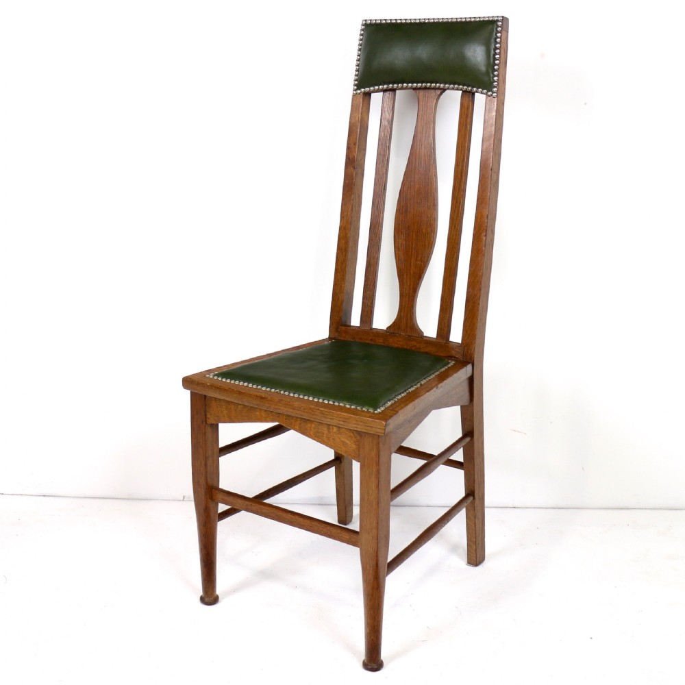 Set of 8 Arts & Crafts Oak Dining Chairs Attributed to E A Taylor, Wyllie & Lochhead View XII