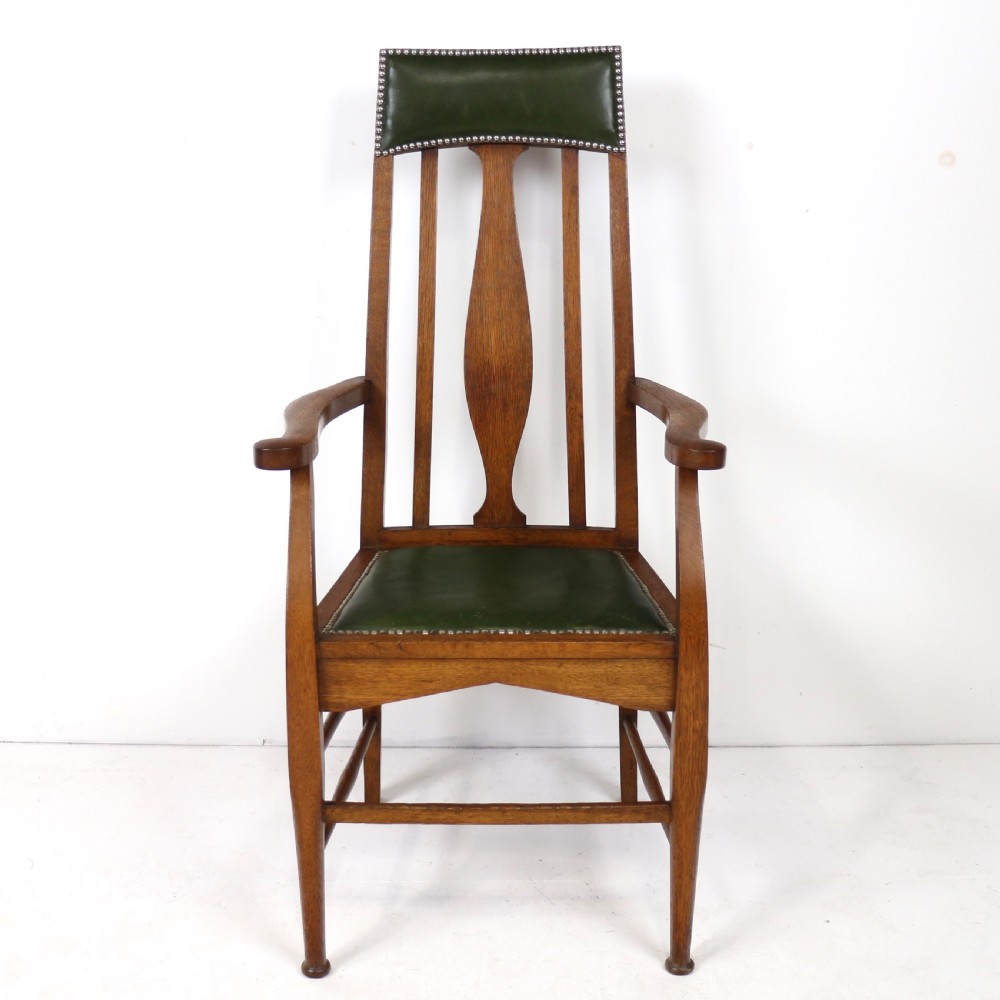 Set of 8 Arts & Crafts Oak Dining Chairs Attributed to E A Taylor, Wyllie & Lochhead View XVI