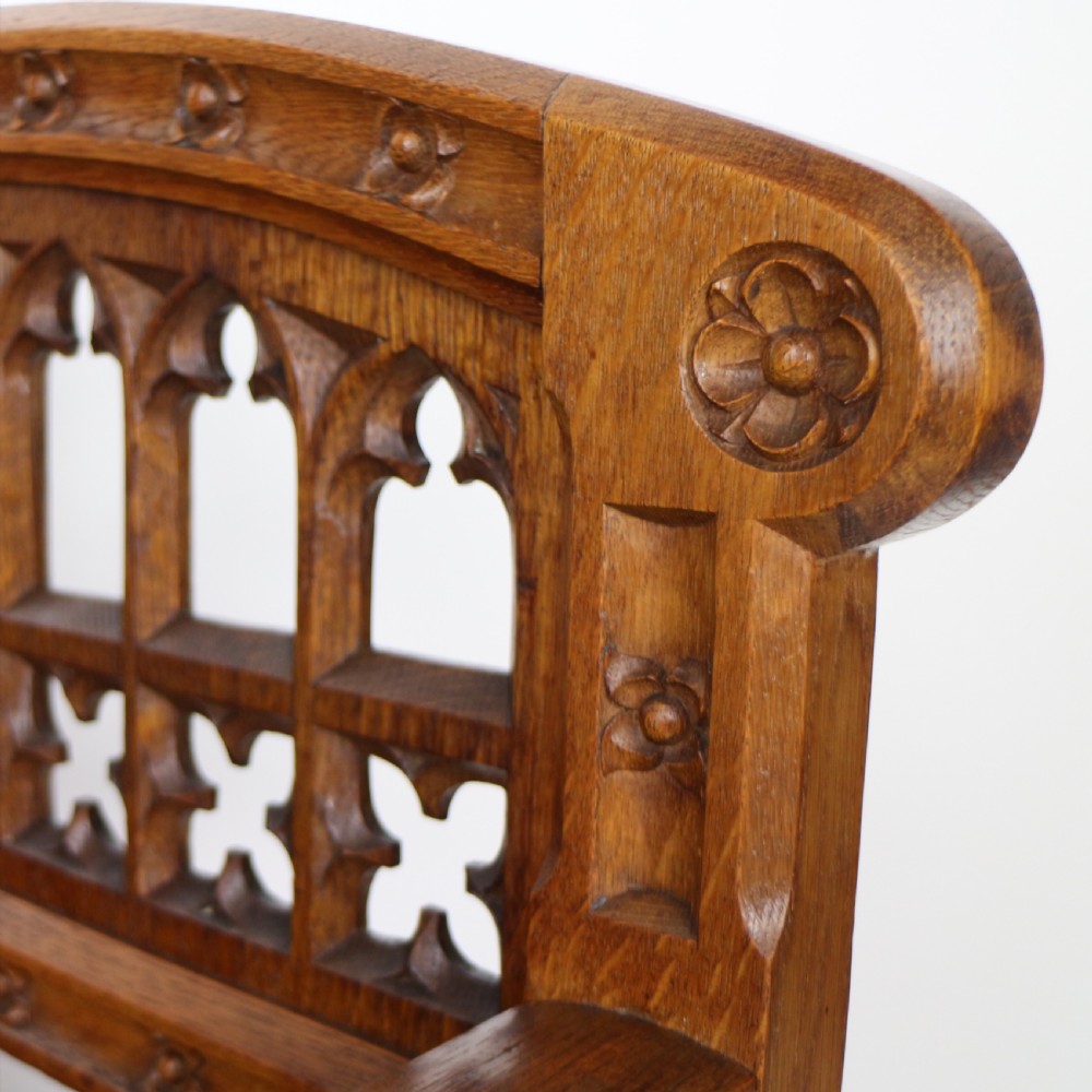 Set of three 19th Century Pugin style Gothic Revival Altar or Hall Chairs View XIX