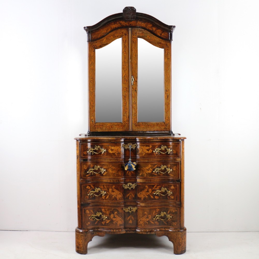 Dutch Walnut & Marquetry Cabinet-on-Chest