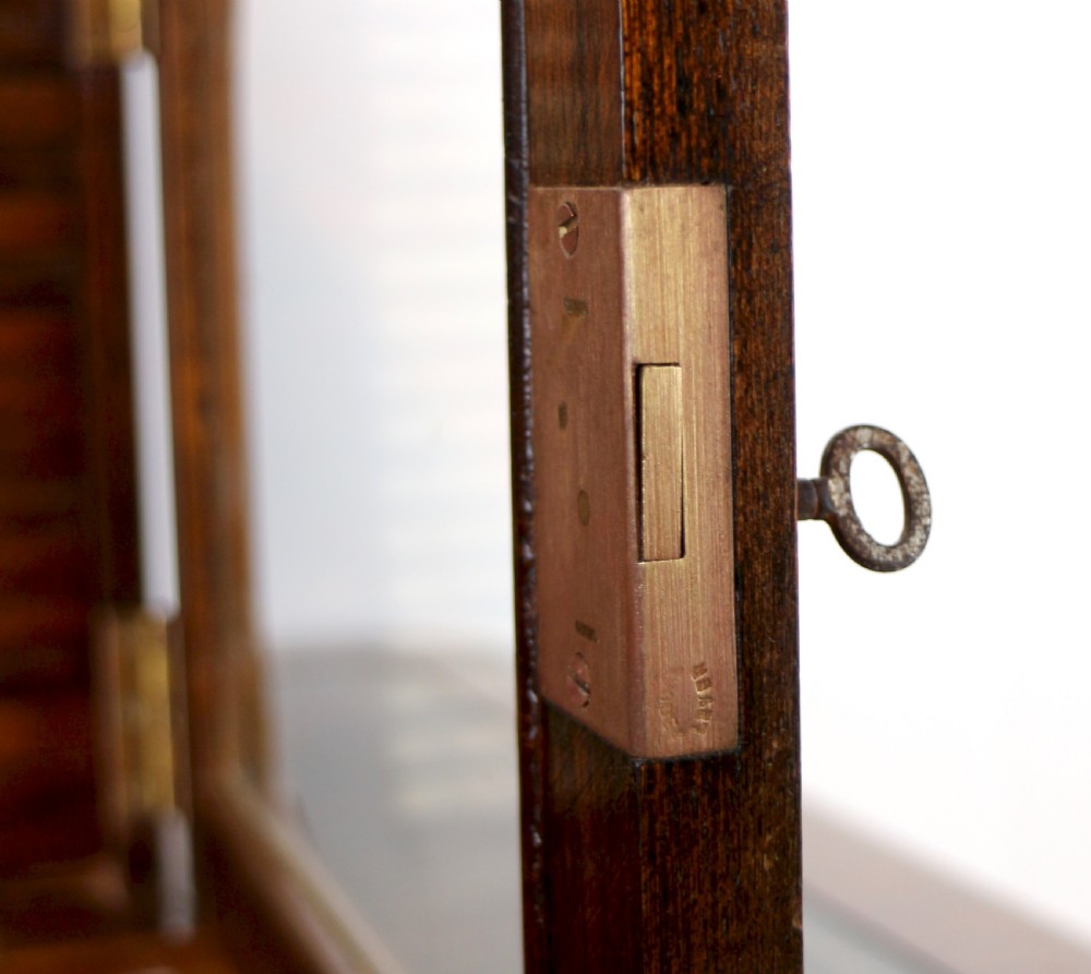 A pair of late nineteenth-century walnut microscope slide cabinets featuring glazed doors revealing shallow numbered drawers. View XVII