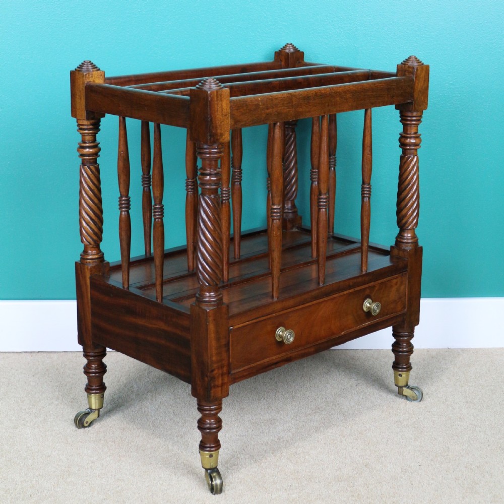 Irish Early 19th Century Regency Mahogany Canterbury View X