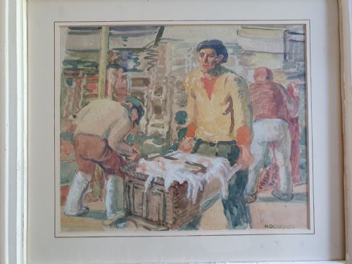 fig 1. Watercolour of Working Men by Harold Dearden 1882 - 1962.