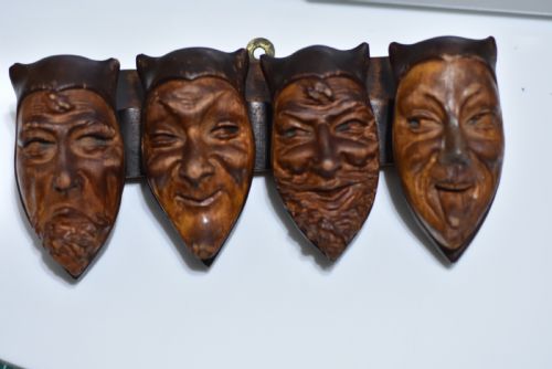 Rare Figural Carved Black Forest Pipe Rack 1900
