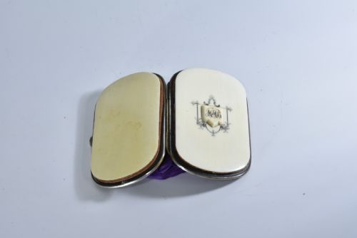 19thc Ivory & Pique Silver Inlay Purse