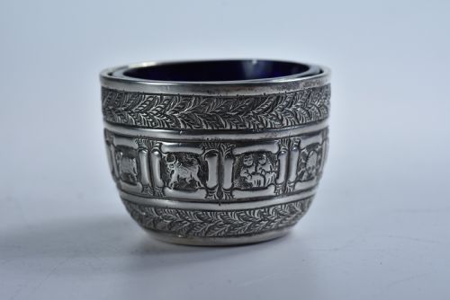 Rare Victorian Charles Stuart Harris Sterling Silver Salt  Lon 1886 - Signs of the Zodiac
