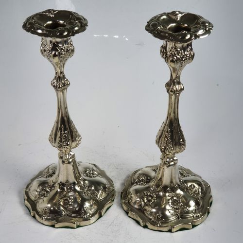 Exceptional Pair of 19thc Sp Candlesticks