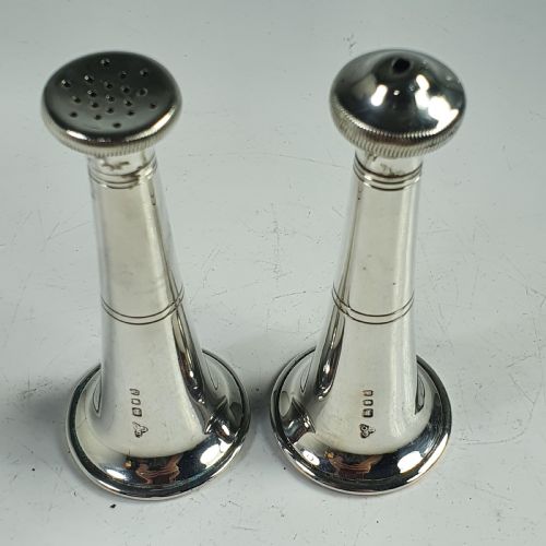 Stylish 1950s Garrard & Co Silver Conical Salt & Pepper Set