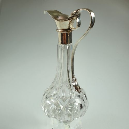 Exquisite Victorian Silver Top Cut Glass Oil Decanter C1846