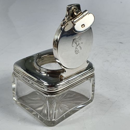 Fine Regency Silver Mounted Travelling Inkwell George Burrows Lon 1830