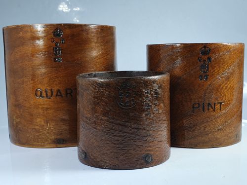 Magnificent Trio of Antique Georgian & Victorian Treen Grain Measures