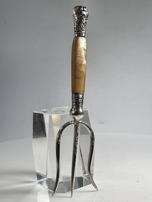 Beautiful Quality Victorian Silver & Mother of Pearl Bread Fork C1899