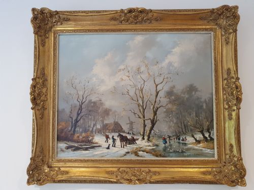 Signed Gudrun Sibbons  Old Master Style Landscape Oil Painting on Canvas C1950  65cm X 55cm