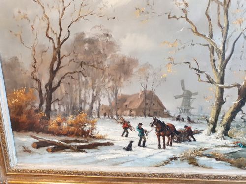 fig 4. Signed Gudrun Sibbons Old Master Style Landscape Oil Painting On Canvas c1950 65cm x 55cm