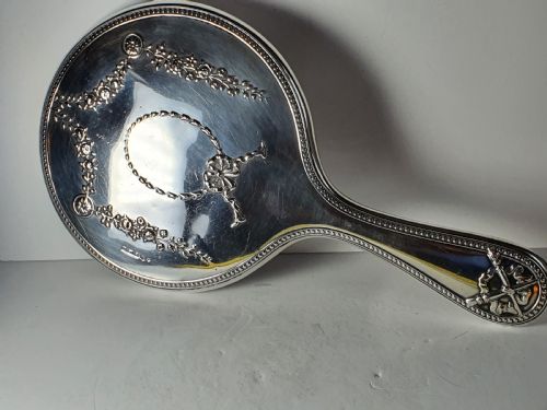 Exceptional Quality Large Silver Hand Mirror 1911