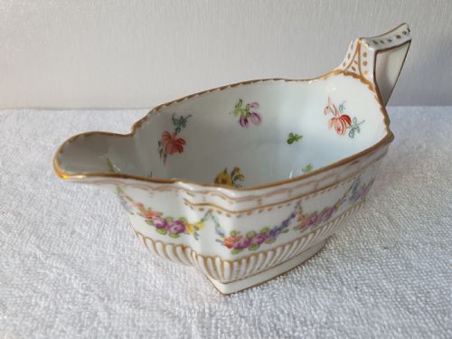 Late 19thc Dresden Florally Painted Milk Jug