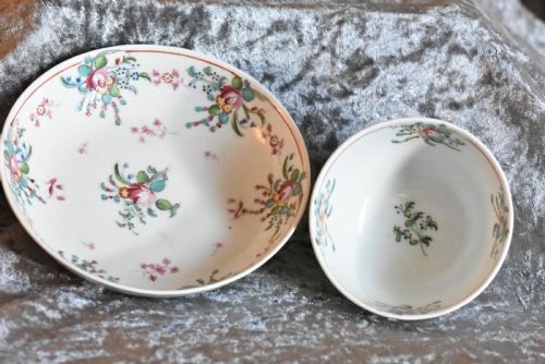 Pretty 18th Century Tea Bowl & Saucer