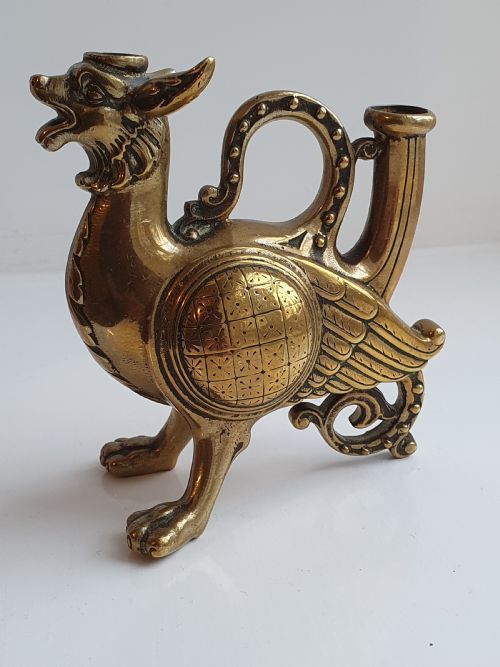Exceptional Late 18thc/early 19th Century Bronze Griffin Oil Lamp