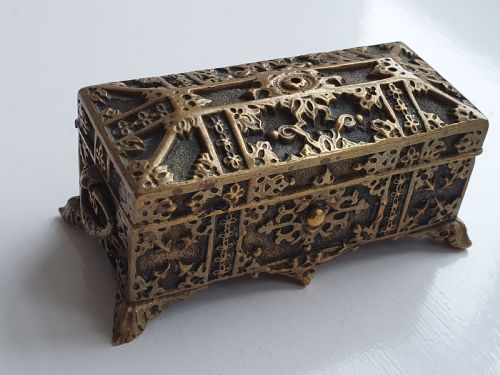 Antique Ornate French Bronze Casket, Jewellery Box, Treasure Chest, Trinket Box
