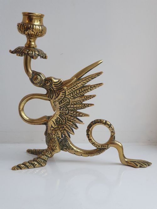 Delightful Victorian  Brass  Griffin Chamberstick C1890