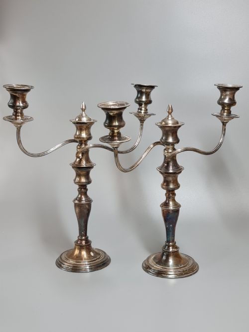 Fine Quality Pr Silver 0n Copper Candelabra C1940s