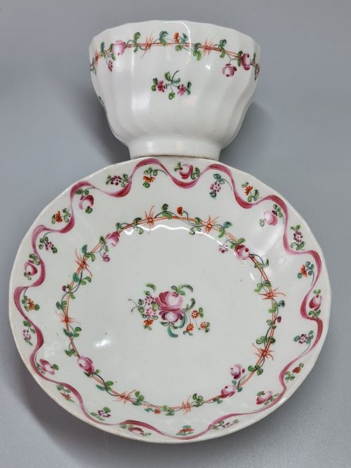 A Delightful Late 18th Century Fluted Tea Bowl and Saucer