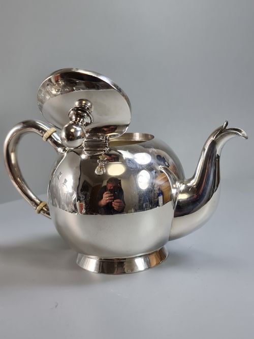 Fine Quality 19thc Austro. Hungarian Silver Bullet Shaped Teapot