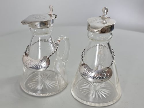 Fine Pair of Hm Silver Top Whiskey Noggins & Labels C1932 
"Gchc Hms Concord 1932" Shipping Interest
