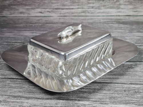 Fabulous Antique Baccarat & Wiskemann Sp Large Fish Dish C1930