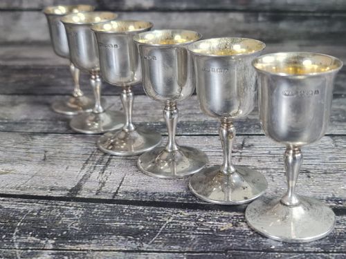 Gorgeous Set of Six Hm Silver Art Deco Tots Birmingham 1925