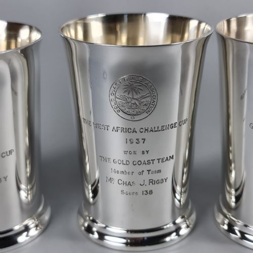 Exceptional Group of 4 X Hm Silver Elkington & Co Rifle Presentation Beakers