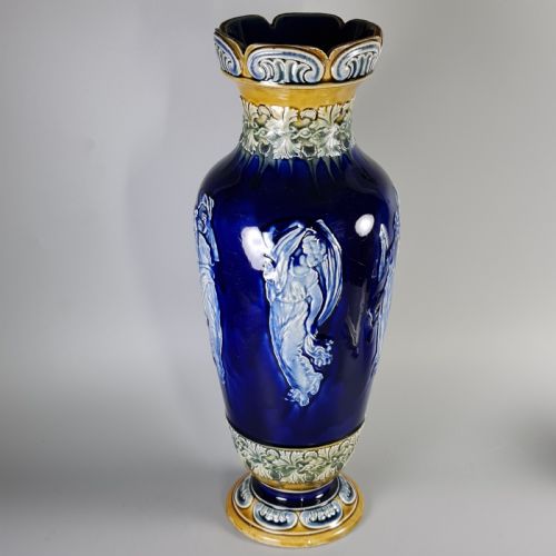STUNNING RARE LATE 19THC DOULTON PAT SUR PATE STYLE HUGE 42CM VASE - ADDITIONAL PHOTO 7