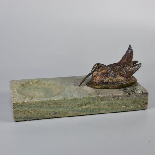 Superb Quality Antique Cold Painted Bronze Snipe Signed A.j.miller Early 20th Century