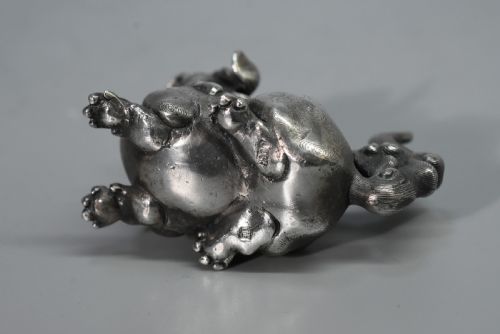 UNUSUAL CHINESE SOLID SILVER DOG OF FO C1900 - ADDITIONAL PHOTO 7