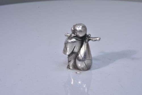DELIGHTFUL CHINESE SOLID SILVER LAUGHING BUDDHA FIGURE 196GM C1900 - ADDITIONAL PHOTO 3