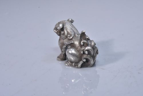 UNUSUAL CHINESE SOLID SILVER DOG OF FO C1900 - ADDITIONAL PHOTO 7