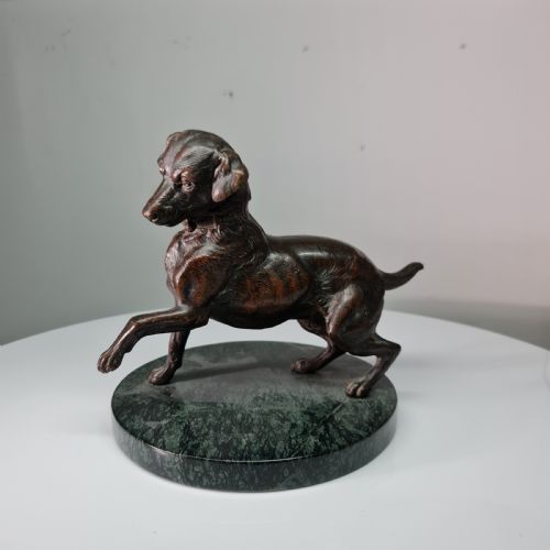 super quality large late 19thcearly 20thc french bronze of a prancing dog - CATEGORY: ANTIQUE METAL - DATED 1900