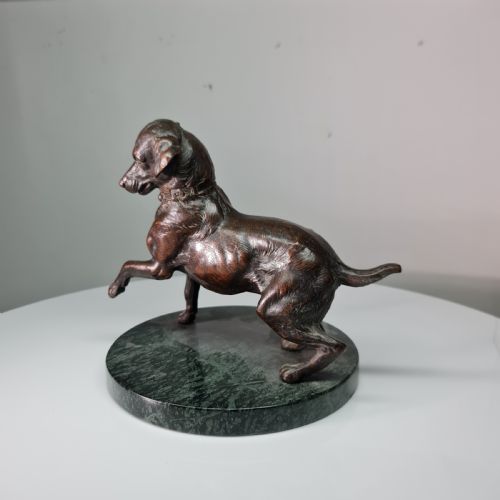 SUPER QUALITY LARGE LATE 19THCEARLY 20THC FRENCH BRONZE OF A PRANCING DOG - ADDITIONAL PHOTO 1