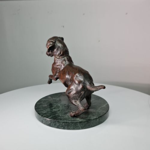 SUPER QUALITY LARGE LATE 19THCEARLY 20THC FRENCH BRONZE OF A PRANCING DOG - ADDITIONAL PHOTO 2