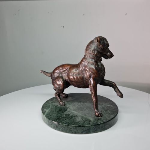 SUPER QUALITY LARGE LATE 19THCEARLY 20THC FRENCH BRONZE OF A PRANCING DOG - ADDITIONAL PHOTO 5