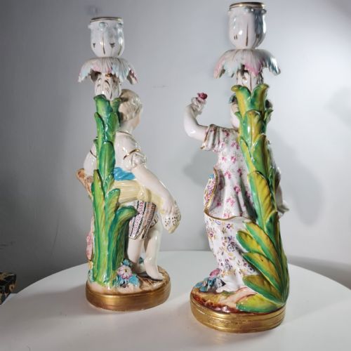 FINE PAIR OF MINTON PORCELAIN FIGURAL CANDLESTICKS 19THC - ADDITIONAL PHOTO 12