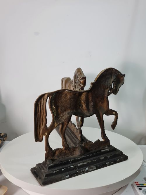 IMPRESSIVE LARGE PR 19THC BRASS DOORSTOPSFIRESIDES STALLIONS - ADDITIONAL PHOTO 3
