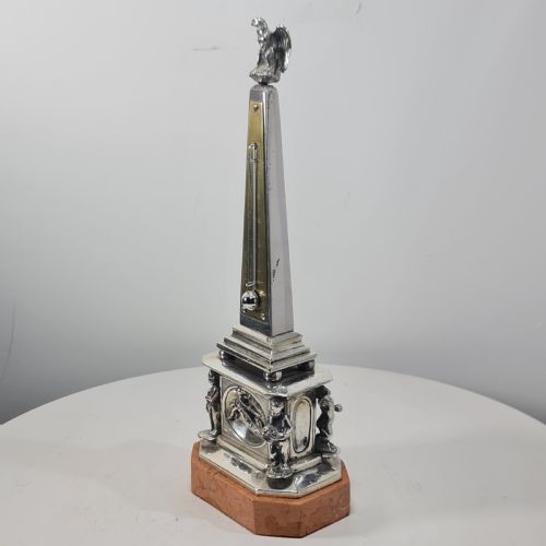 SUPERB 19THC SILVERED OBELISK DESK THERMOMETER 27CM - ADDITIONAL PHOTO 6