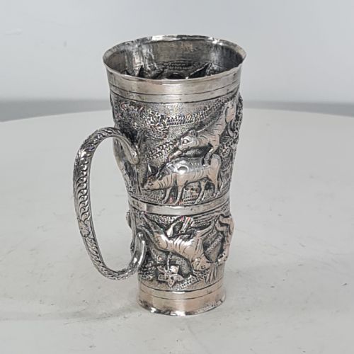 FABULOUS RARE INDIAN SILVER ANTIQUE DOUBLE DRINKS MEASURE C1890 - ADDITIONAL PHOTO 4