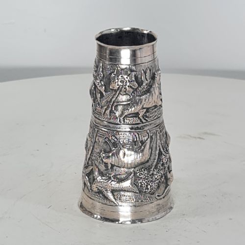 FABULOUS RARE INDIAN SILVER ANTIQUE DOUBLE DRINKS MEASURE C1890 - ADDITIONAL PHOTO 16