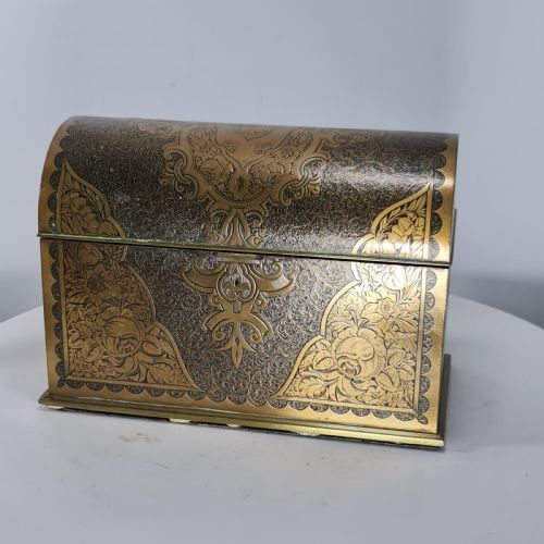 SUPER QUALITY ENGRAVED BETJEMANN SONS BRASS STATIONARY DOMED BOX WITH HINGED LID C1880 - ADDITIONAL PHOTO 15