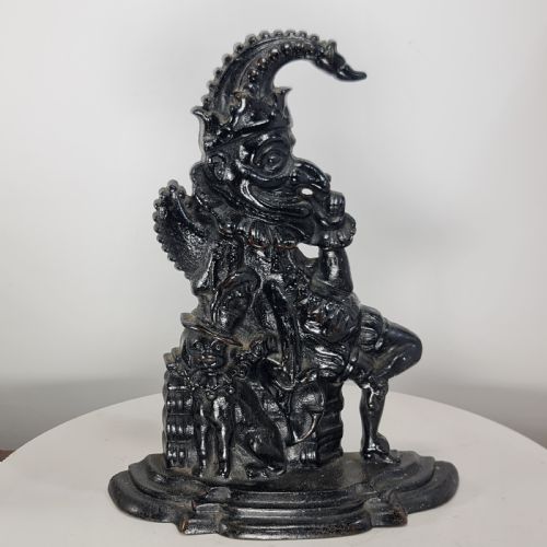 FABULOUS ANTIQUE CAST BRASSBRONZE PUNCH DOOR STOP C1900 - ADDITIONAL PHOTO 10