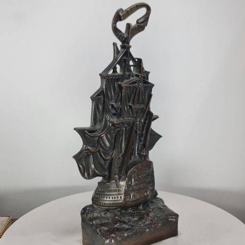 FABULOUS RARE WILLIAM TONKS AND SONS GALLEON BRONZEBRASS DOOR STOP - ADDITIONAL PHOTO 1