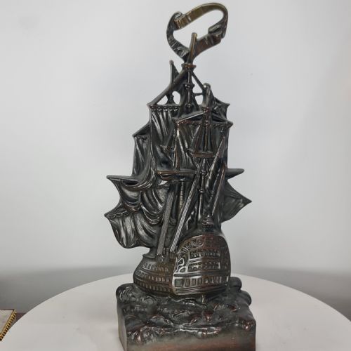 fabulous rare william tonks and sons galleon bronzebrass door stop - CATEGORY: ANTIQUE MISCELLANEOUS - DATED 19TH CENTURY