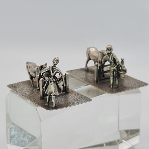 FINE QUALITY ANTIQUE PR DUTCH SILVER FARMERS AND THEIR CATTLE C1920S - ADDITIONAL PHOTO 3